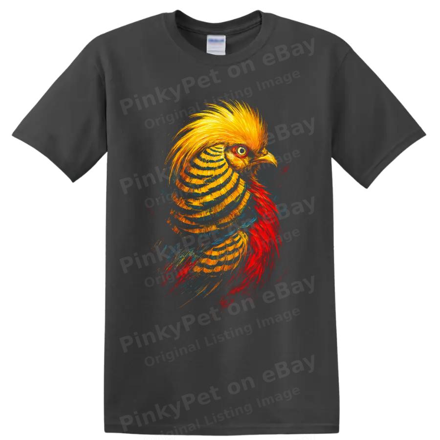 Golden Pheasant T Shirt Vibrant Realistic Bird Art Wildlife Lover Graphic Tee