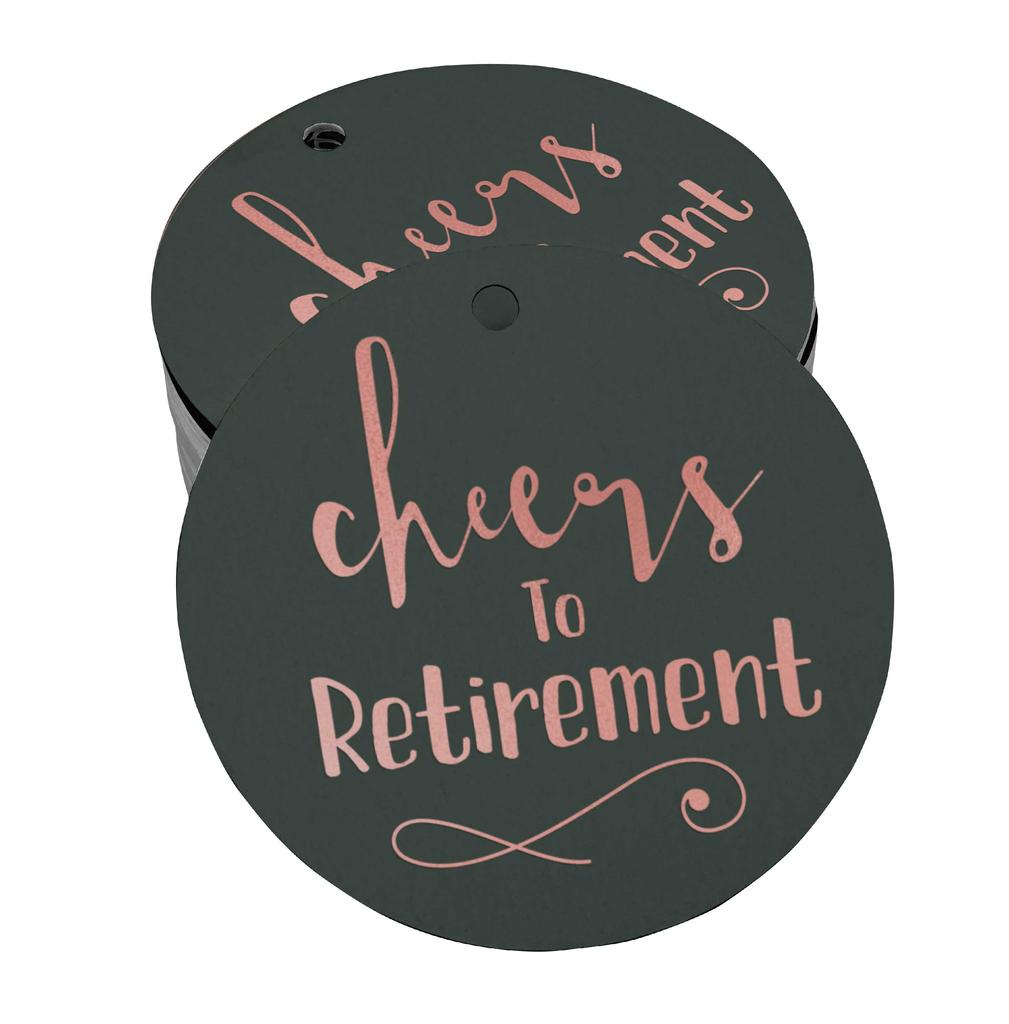 Inkdotpot Pack Of 100 Real Gold Foil Paper Tags Cheers To Retirement Favor Hang
