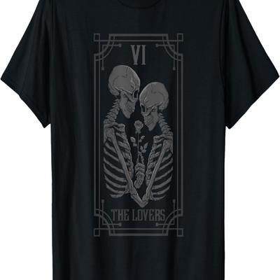 Tarot Card The Lovers Skeleton Goth Halloween Witch T-Shirt