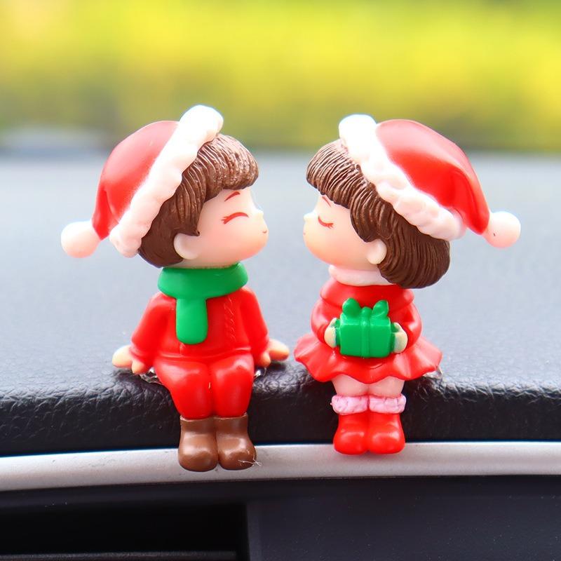 1-10PCS Christmas Car Dashboard Ornament Cute Creative New Couple Car Interior Decoration Desktop Gift for Women