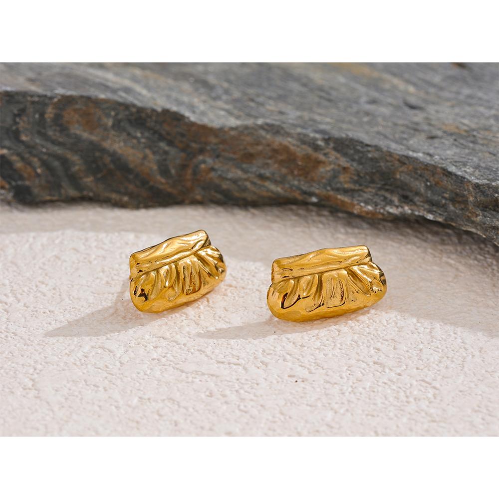 Yhpup Women's Bag Creative Stainless Steel Waterproof Square Earrings Golden 18K Plated Statement Jewelry Women Exclusive Gift
