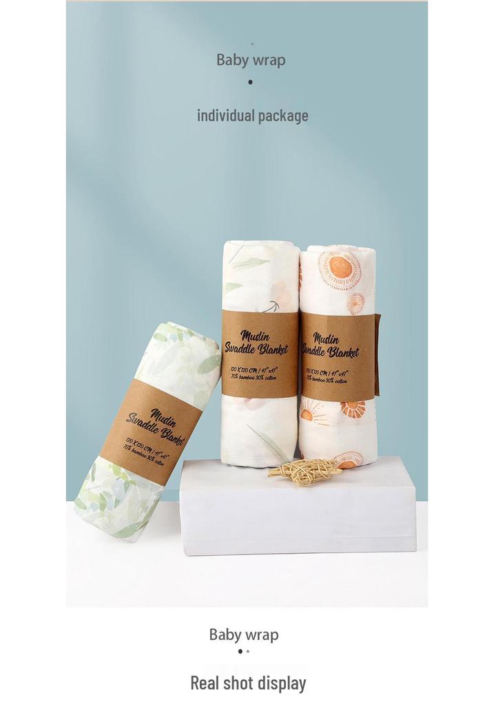 Newborn Double-Layer Bamboo Cotton Muslin Swaddle & Breathable Bath Towel