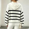 Women's Hooded Striped Pullover Knit Sweater for Fall Winter