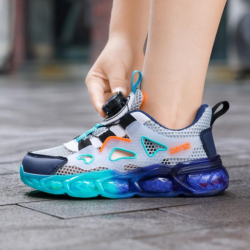 Kids Casual Sneakers Lace-up Running Shoes Children‘s Breathable Knit Soft Bottom Shoes Boys Girls Non-slip Sports Training Shoe