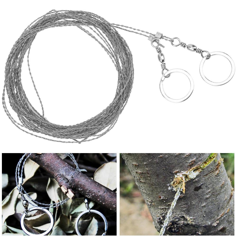 

Durable 10m Outdoor Fretsaw Portable Stainless Steel Wire Saw Compact Rope Saw Wilderness Survival Silver