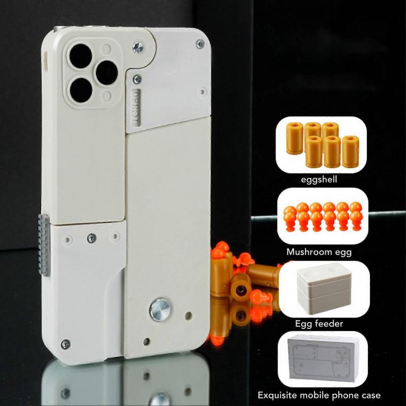 Folding Mobile Phone Spray Toy Cell Phone Shooting Toy for Kids Children Adults White 