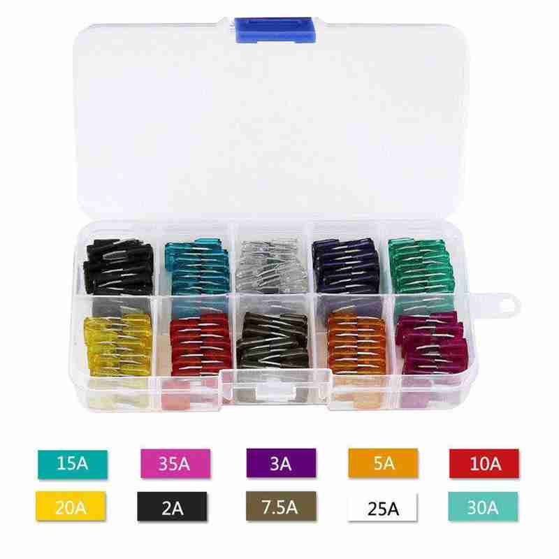 50/100Pcs Car Fuses Kit Assorted Auto Truck Standard Blade Fuse Assortment 2A 3A 5A 7.5A 10A 15A 20A 25A 30A 35A Auto Car Fuse Fuse Holders1