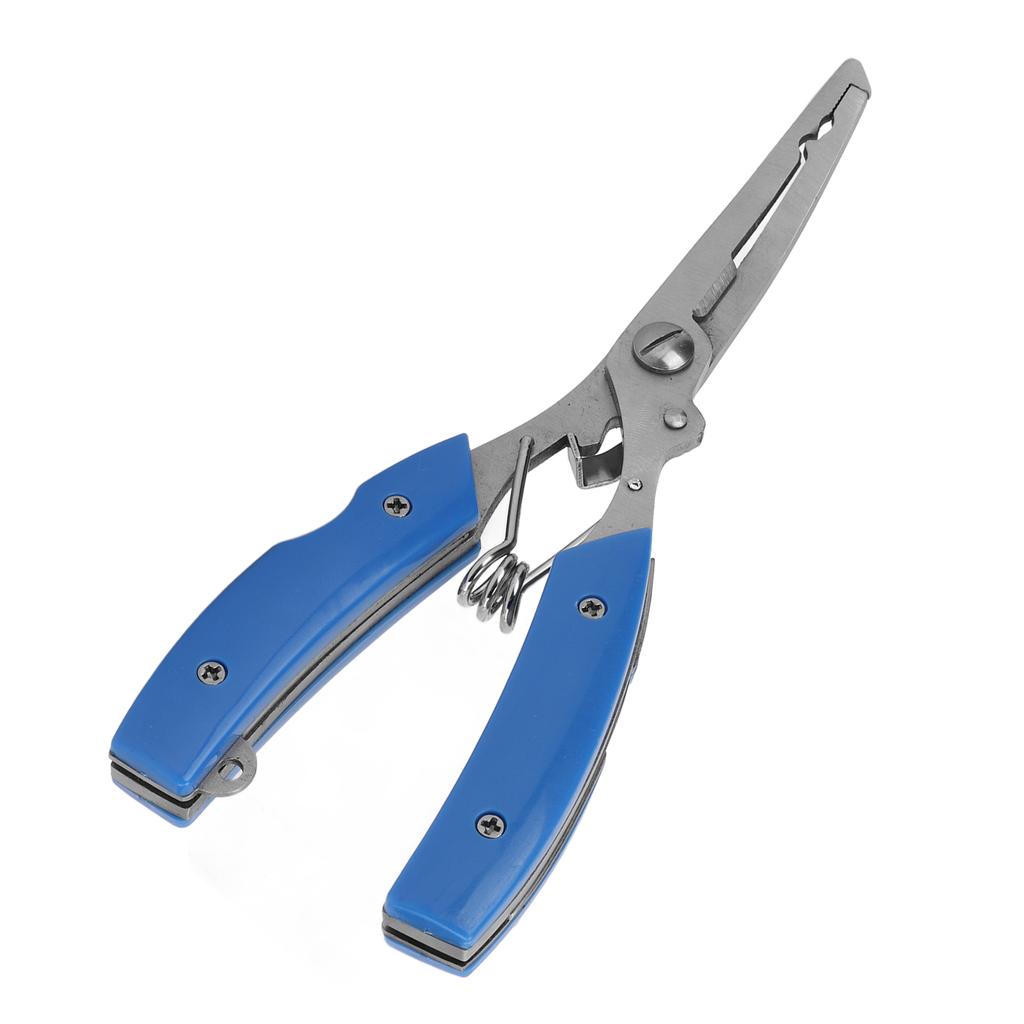 Fishing Pliers Multifunctional Stainless Steel Fishing Scissors with 2 Blades Braid Line Cutters Hook RemoverBlue