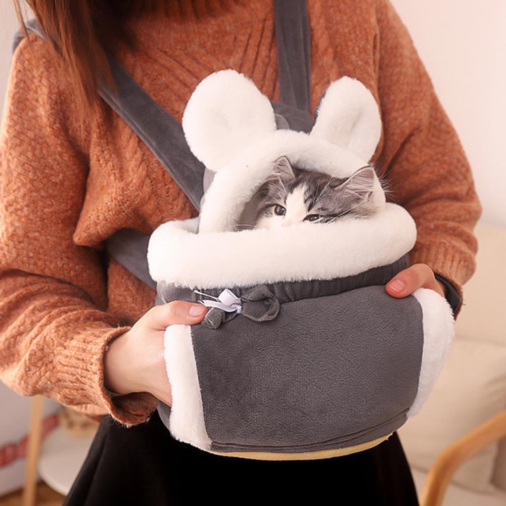 Cat Backpack Carrier Winter Warm Soft Plush Carry Pets Cage for Outdoor Travel Walking Cute Pets Backpack for Indoor Outdoor