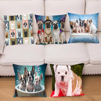 Bulldog Bath Pillow Case Square Pillow Bedroom Sofa Leisure Comfort Cushion Car Living Room Home Decoration
