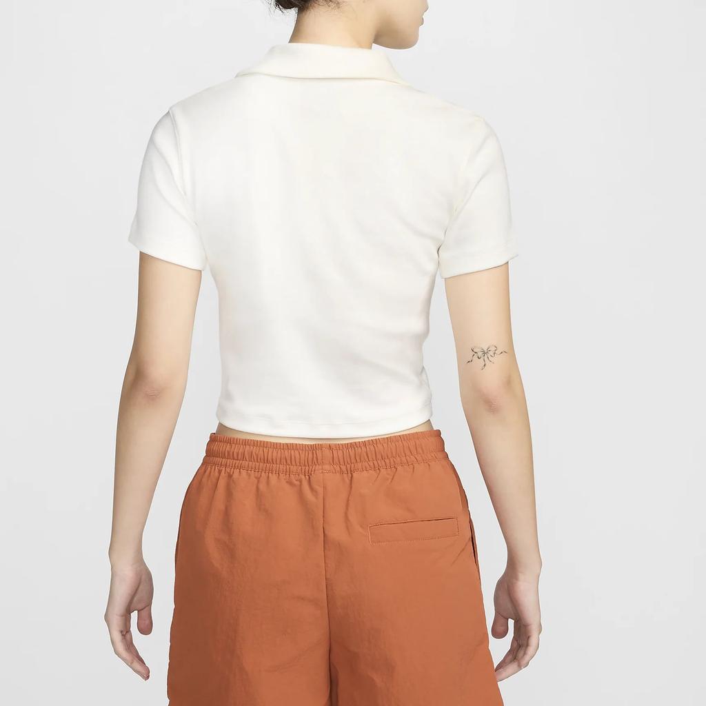 Nike Solid Color Logo Polo Shirt Short Sleeve Women Tops White DV7885-100