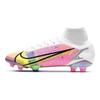 Tênis Unissex Mercurial Superfly 8 Elite FG Branco Uva Escuro Verde Raiva Prata Metálico CV0958-105