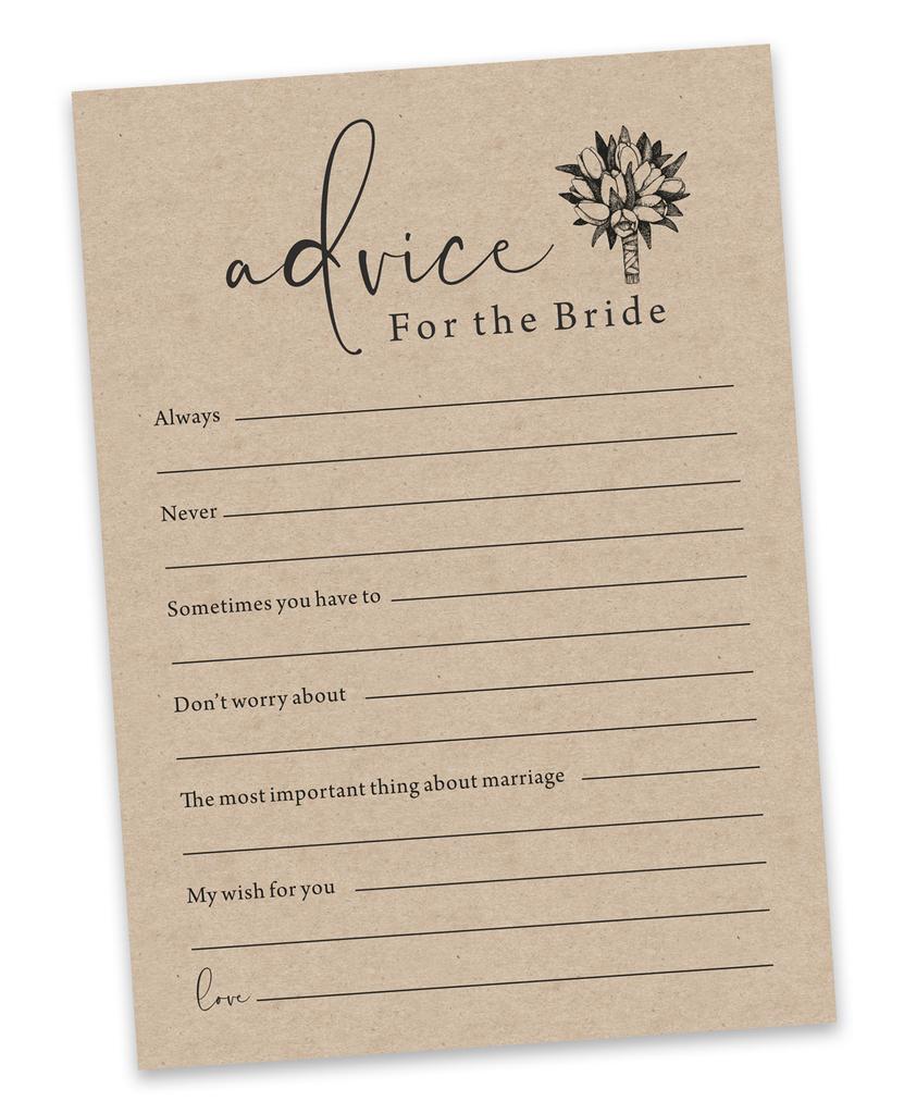 Inkdotpot Rustic Kraft PaperA  Advice And Wishes Set Of 50 Bridal Shower Advice Game