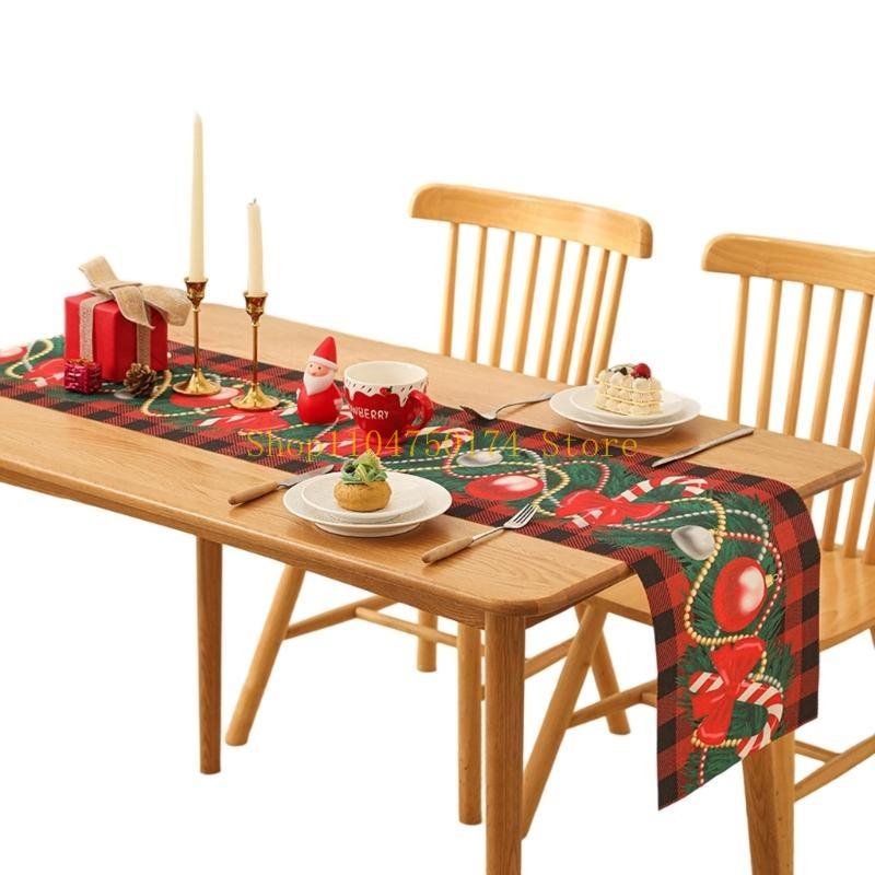 Holiday Table Runner Christmas Party Decoration Easy Cleaning Wrinkles Resistant Materials for Seasonal Celebration Top Sale