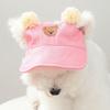 Cute Letter Embroidery Dog Sun Hat with Ear Holes Adjustable Strap Beach Visor Hat Puppy Sunbonnet Daily Photography