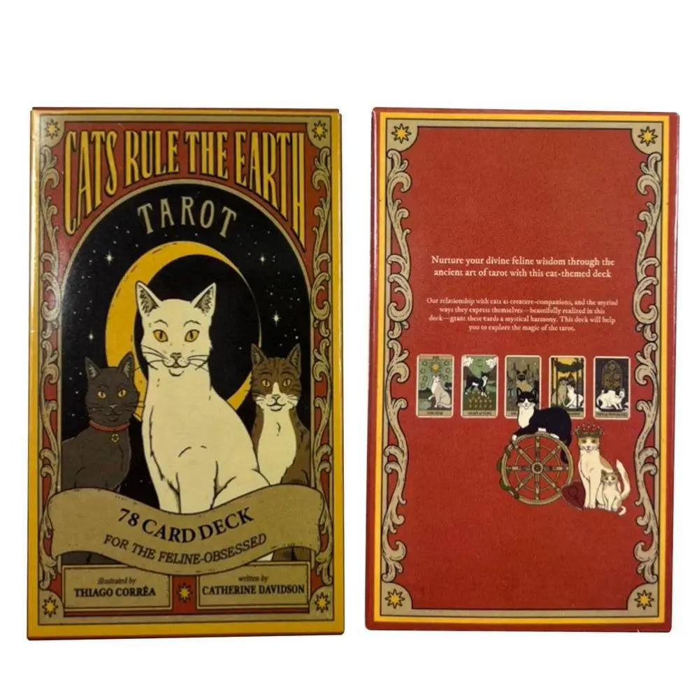 Cats Rule Earth tarotové karty A 78 Oracle English Visions Divination Edition Deck Borad Hraní her