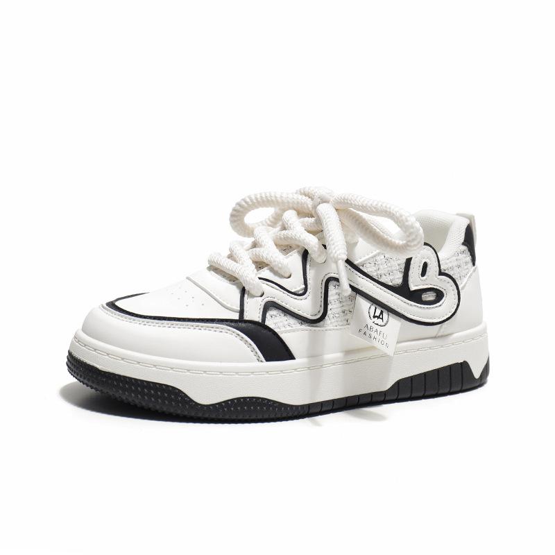 

Guochao little white shoes women s 2025 spring and autumn niche black and white panda shoes Korean version ins tide student board shoes platform bread 40 чорний