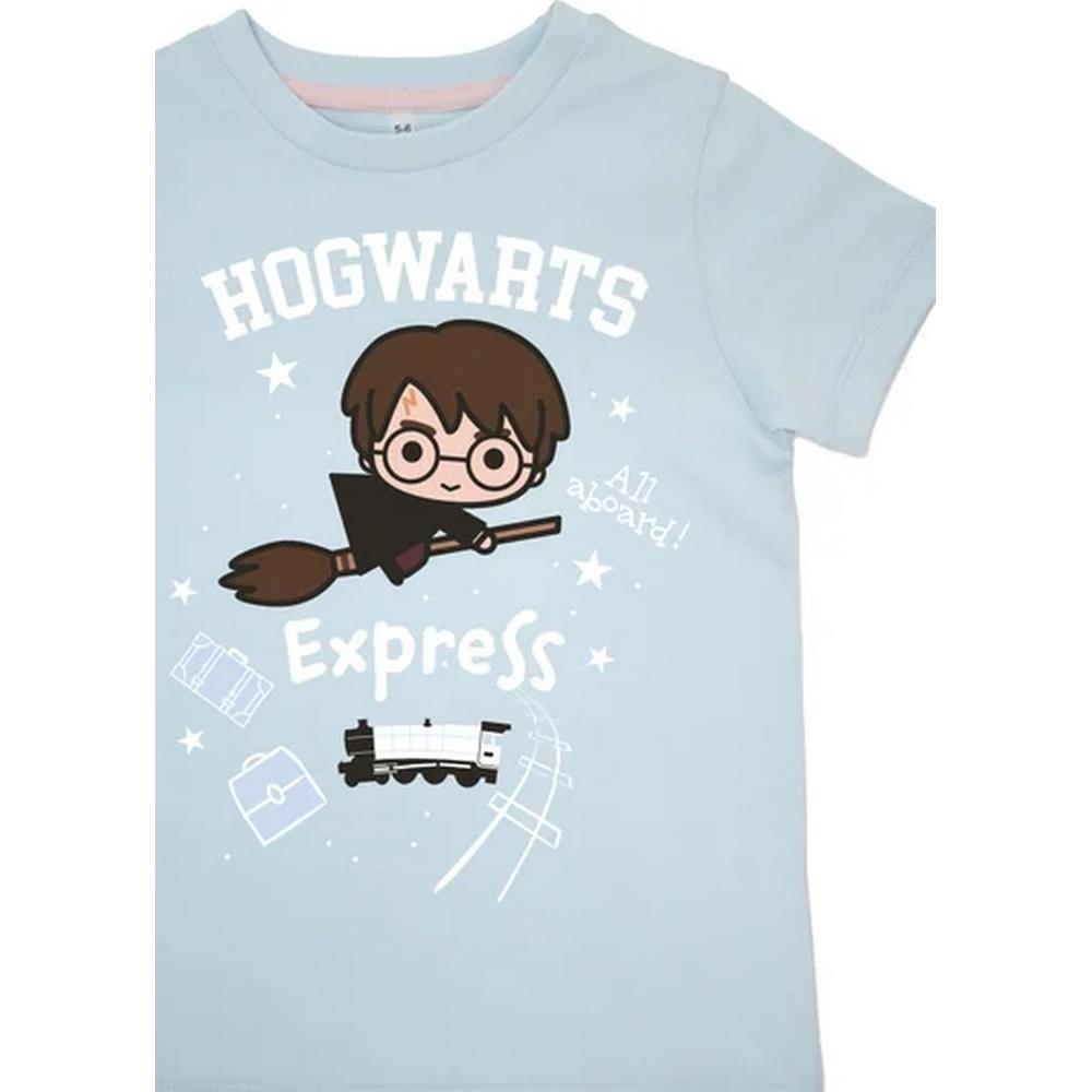 Harry Potter Girls Hogwarts Express Stars Short-Sleeved Long Pyjama Set
