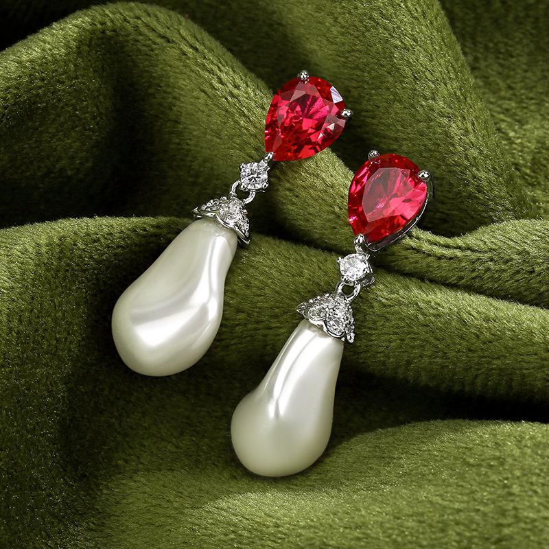 Jewelry Earrings S925 Silver Needle Water Drop Imitation Pearl Style Baroque Retro Female Fashion Luxury