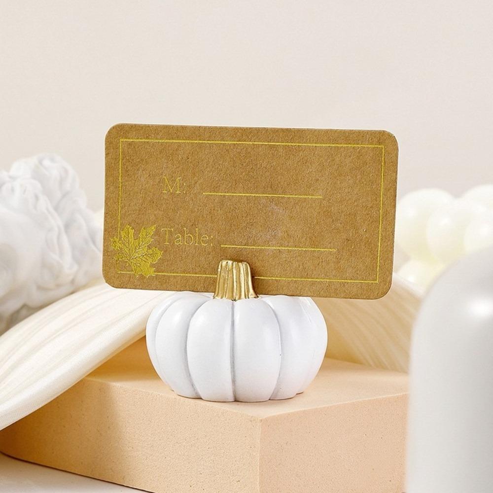 4pcs Elegant Pumpkin Card Holders Fall Themed Memo Clip Holder Table Number Stand  Dinner Party