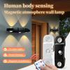 Tricolor or RGB PIR Human Body Sensor LED Wall Lamp Magnetic Night Light USB Rechargeable Cabinet Light Indoor Stair Decor with Remote Control