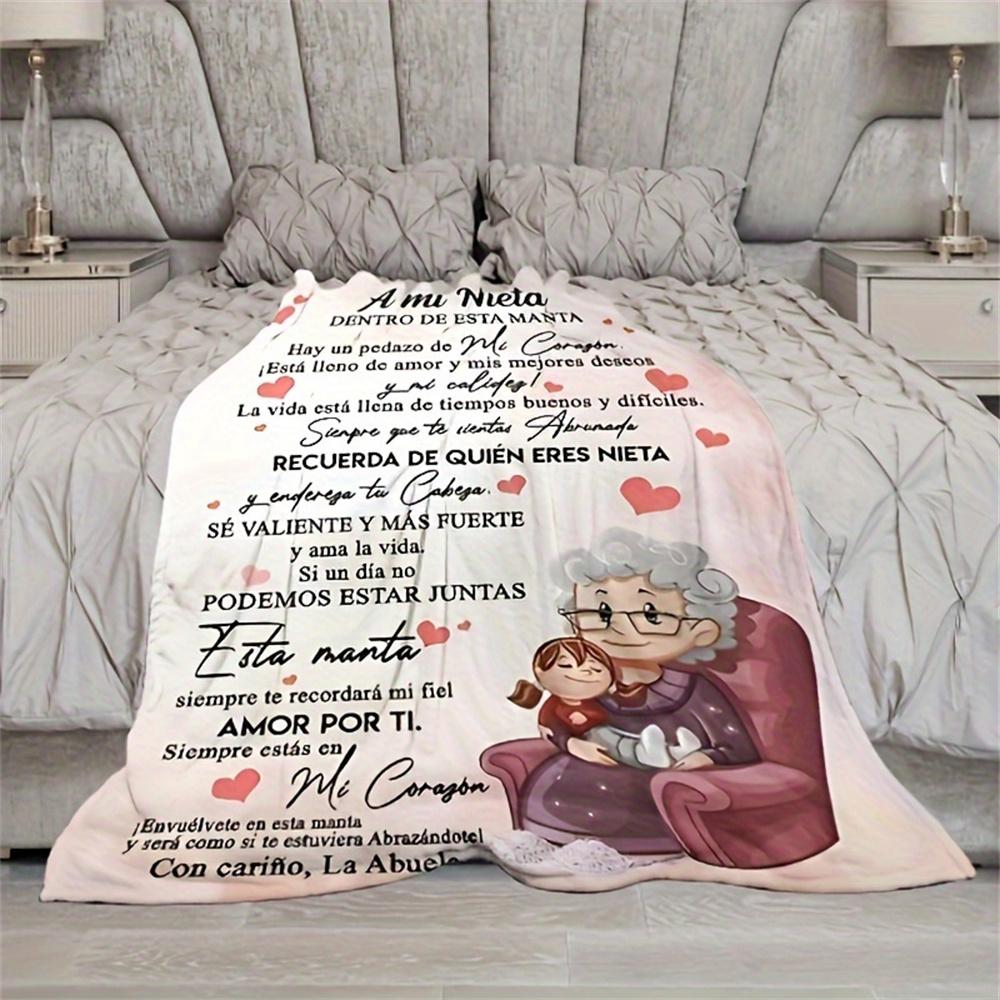 Coperta per Nipote da Nonna Spagnola - Messaggio Affettuoso dell'Abuela con Illustrazione della Nipote per Abbracci Accoglienti e Calore
