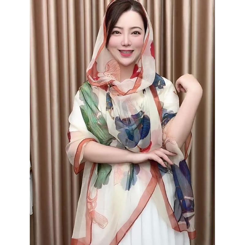Yourou yarn ginkgo biloba beach towel travel vacation 111 * 181cm silk scarf women's elegant fashion scarf