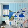 Charming Santorini Scene Shower Curtain - Greek Island Design for Modern Bathroom Décor, Waterproof, Easy Care & Unique Style