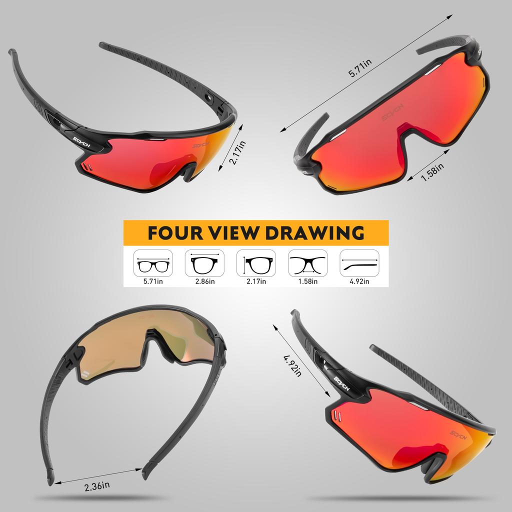SCVCN Cycling Sunglasses Bike Glasses Sports Bicycle Men Goggles Outdoor MTB Road Running Sunglasses UV400 Protection Eyewear