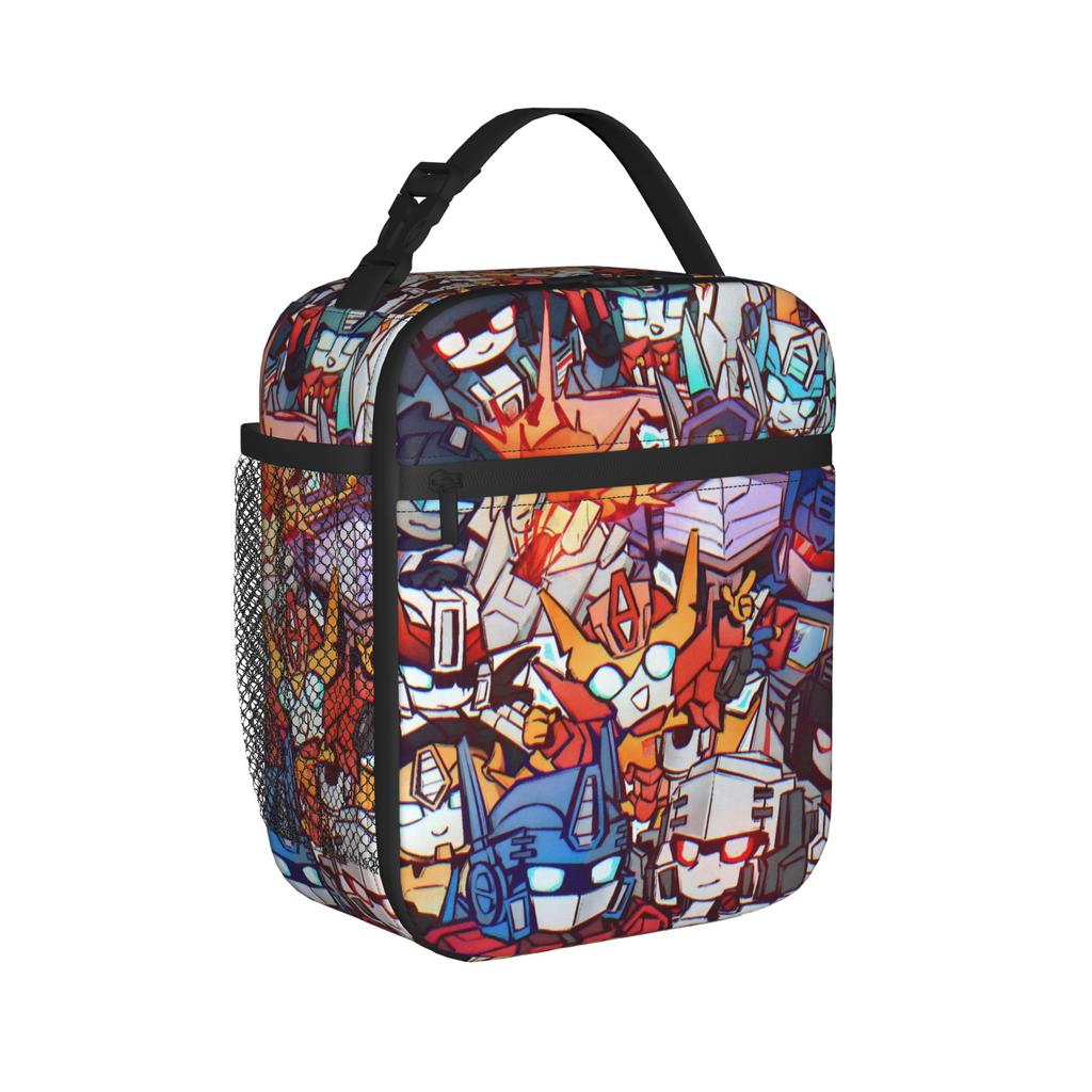 Transformered Cartoon Lunch Bag  Retro Lunch Box Travel Portable Insulated Thermal Lunch Bags For Women Oxford Custom Cooler Bag