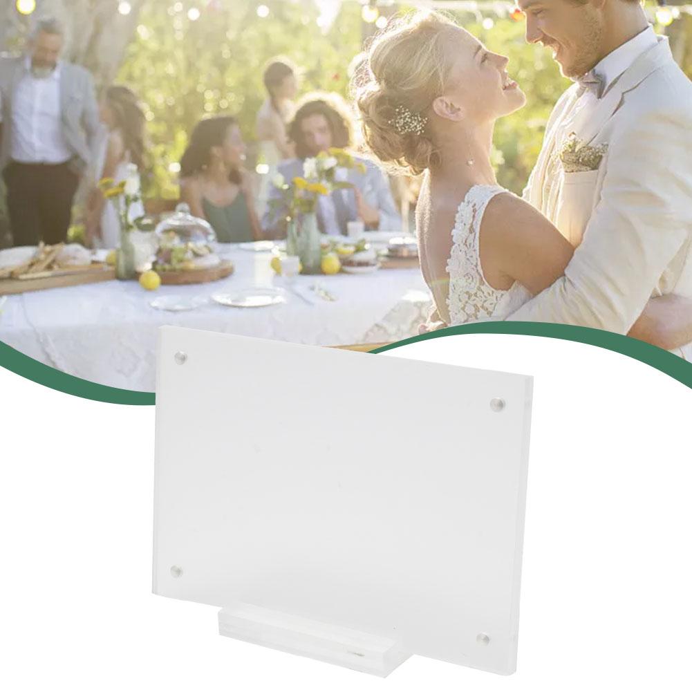 Transparent White Display Rack Magnetic Poster Display Stand Transparent Office Desktop Ornament Photo Protection 10x15cm