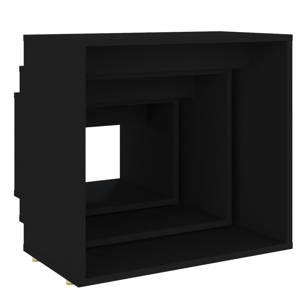 Nesting Tables Set 3 Piece Black Engineered Wood