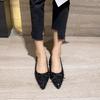 B62025 Spring Sparkling Sequins Delicate Small Pointed Head Shallow Mouth Soft Sole Dating Bow Single Shoes Women