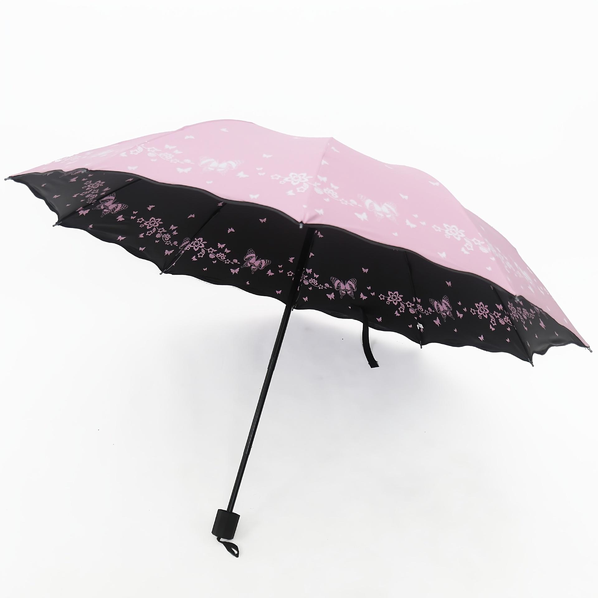 

Stylish Double-Sided Butterfly Print Umbrella - Windproof, UV Protection, Suitable for Sunny and Rainy Days, Wavy Ruffle Edge Iron&8K