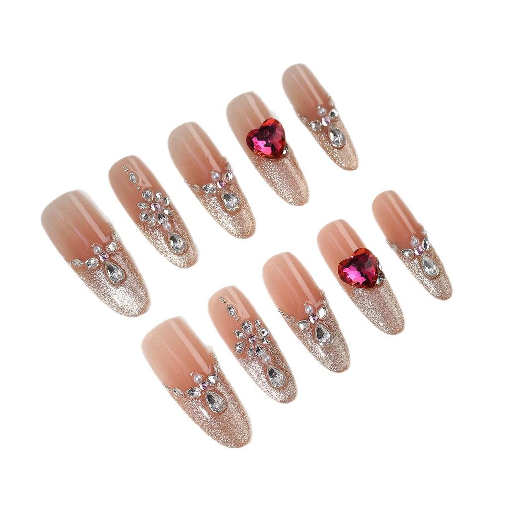Zhuo Shi Mei Handmade Blinking Cat Eye Nail Stickers - French Detachable Light Luxury Whitening Manicure
