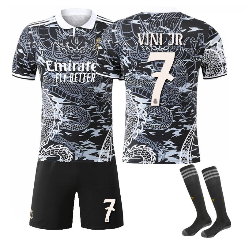 24/25 Real Madrid Anzug mit Drachenmuster Fußballtrikot-Set mit Socken