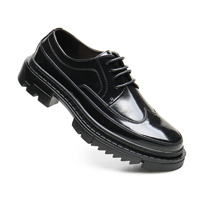 

[Обработка] Повседневная и модная мужская кожаная обувь, на шнуровке, с глянцевой подошвой, мужская обувь 38 чёрный