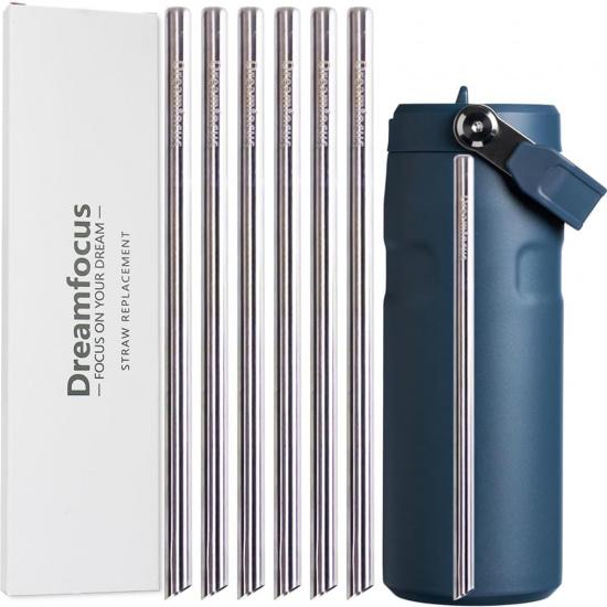 Dreamfocus Reble Metal Straws Replacement Stainless Steel for Stanley IceFlow Aerolight Flip Straw 2.0 Bottle 24 oz 6-Pack 16 oz