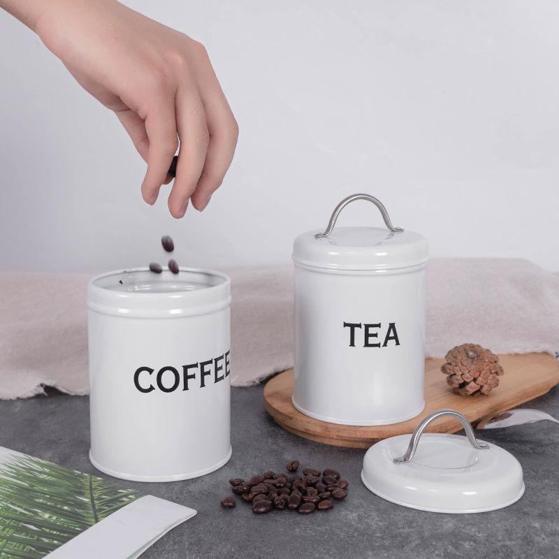 Lattine da tè vintage in ghisa con coperchio, barattoli a prova di umidità per la conservazione di caffè, zucchero, chicchi, contenitore alimentare da cucina, decorazione per la casa