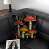 Mushroom Illustrations Cushion Cover Natural Linen Organic Fabric DoubleSided Printing Sofa Home Decor Gift Pillow Case