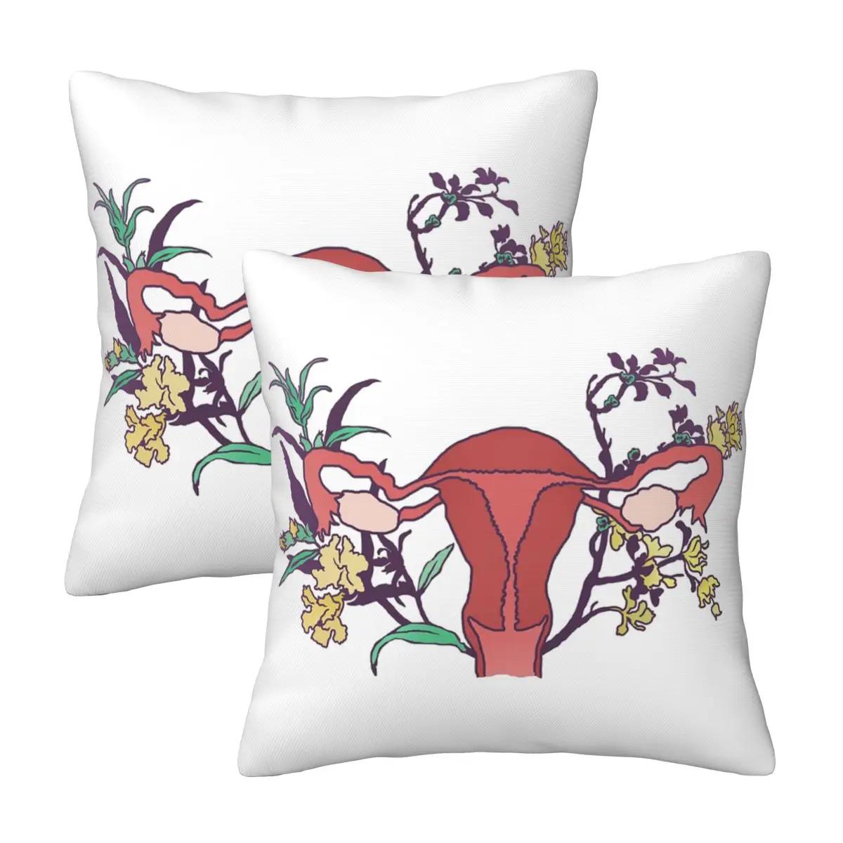 

Crazy Happy Uterus In Black, Small Repeat 2 pcs Square Pillowcase Pillow Cover Cushion Decor Comfort Throw Pillow for Home 12x12Inch