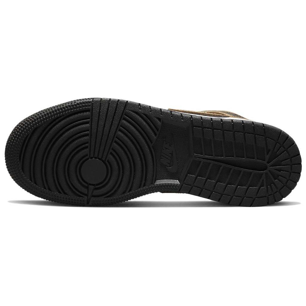 Air Jordan 1 Mid SE GS Oro Metallico Nero Scarpe da Ginnastica Bambini Bianco DR6967-071