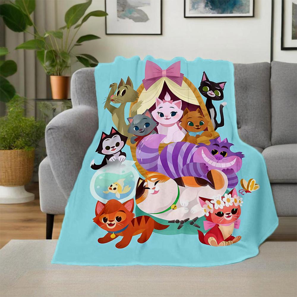 1pc, Aristocats Cats Throw Blanket Cute Design for Home Decor, Gift Idea, Living Room, Travel, Camping