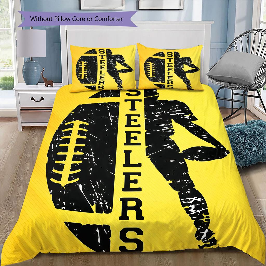 Pittsburgh Steelers Pattern Bedding Home Decoration Birthday Gift ( 1 Duvet Cover + 2 Pillowcase, Without Core),fan Merchandise.