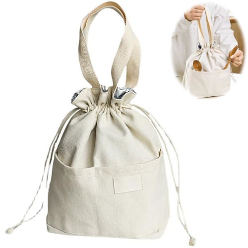 HAUUFENN Bento Bag, Lunch Bag, Insulated Lunch Bag, Large Capacity, Drawstring Style, Insulated Lunch Bag, Waterproof, Lightweight, Foldable, Perfect