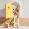 Stanza di Legno per Bambini Miniatura Casa delle Bambole Mini Casa Porta di Elfo Fatato Decorazione da Parete Ornamenti Artigianali Scatolina Commemorativa per Denti Regalo