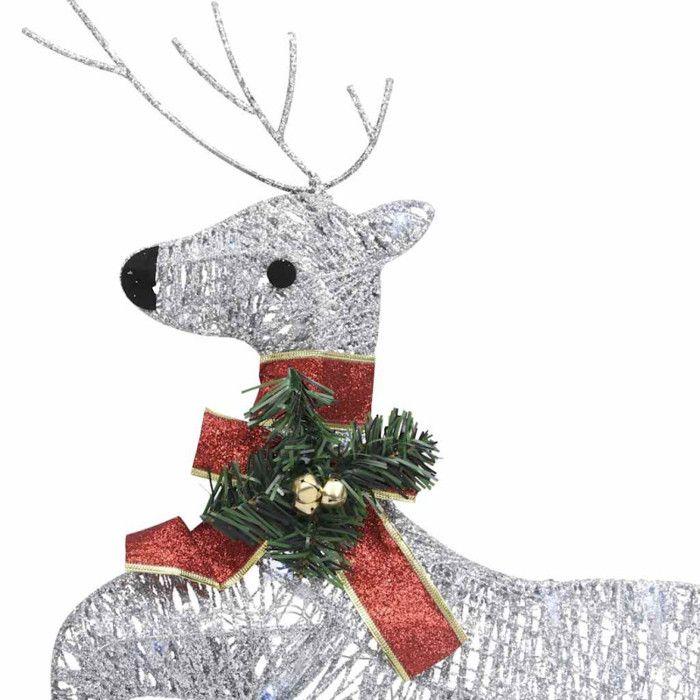 VidaXL Reindeer and Sleigh Christmas Decoration 60 LED Clear Lighting Christmas Illumination Living Room Children's Room 289978