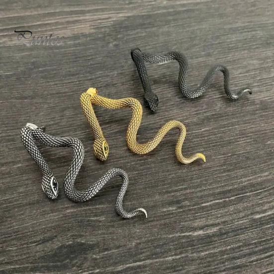 Silver Serpent Ear Jewelry 1 Pair Vintage Gothic Snake Earrings, Retro Punk Front Back Personalized Cuffs for Girls Stud Halloween Animal Statement