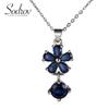SODROV Koreanischer Trend Blauer Zirkon Schmuck Anhänger Halsketten für Frauen
