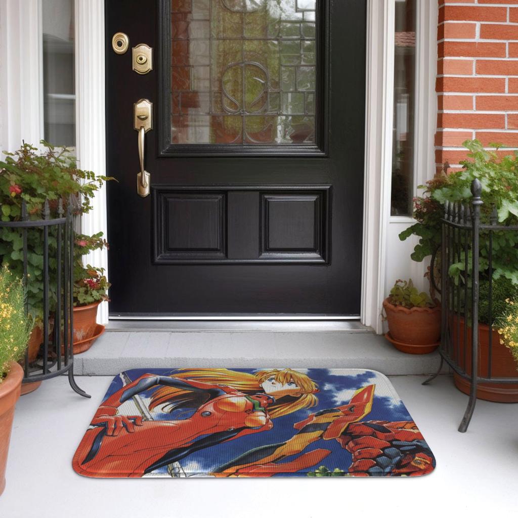 Manga Evangeliones Floor Door Kitchen Bathroom Mat Anti-Slip Outdoor Doormat Garden Living Room Entrance Rug Carpet Footpad